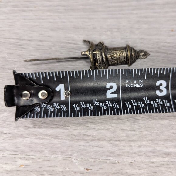 Antique PD Beckwith Round Oak Stove Advertising Silver Stick Pin 2.5" - Picture 5 of 11